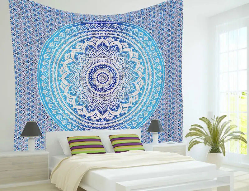 Großes Mandala Wandtuch 200x220cm Baumwolle Dekor Tagesdecke