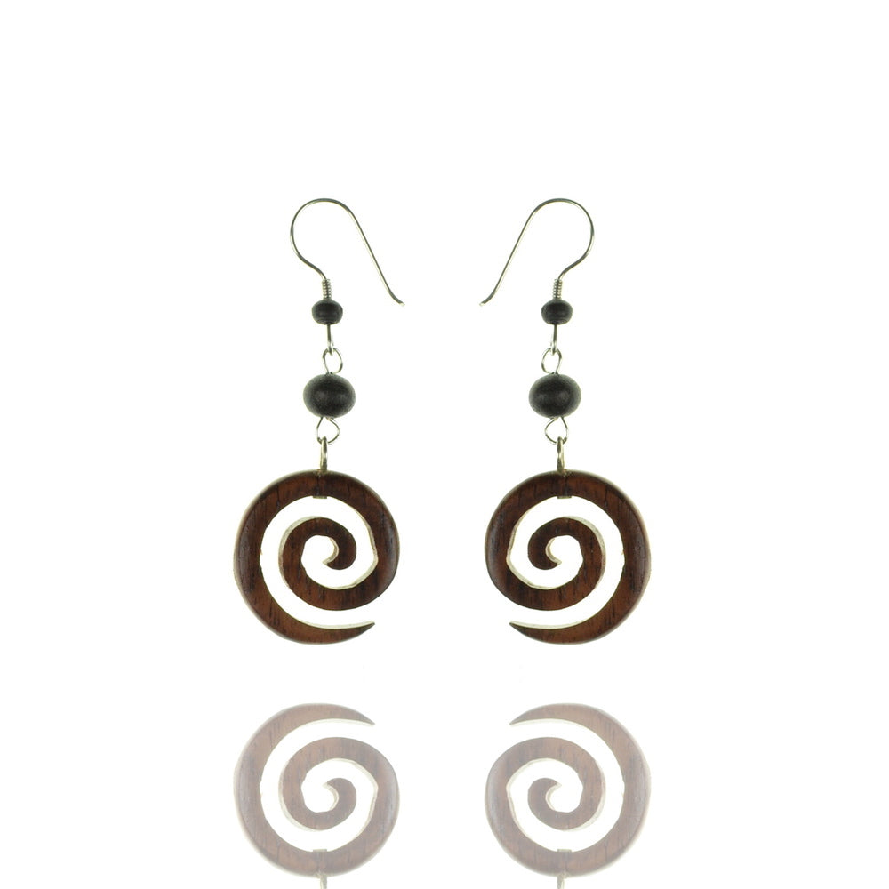 Spirale Ohrringe Paar Holz-Schmuck