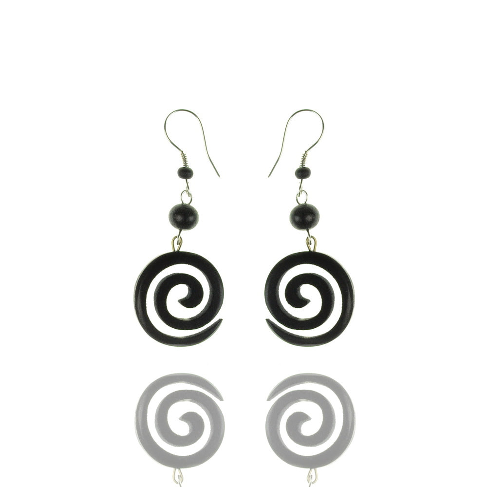 Spirale Ohrringe Paar Holz-Schmuck