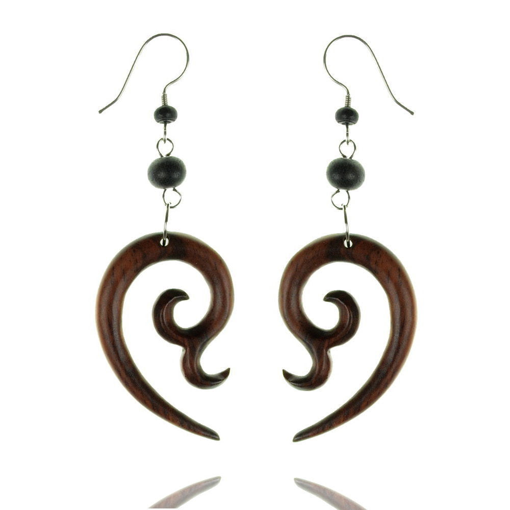 Tribal Holz-Ohrringe Paar Goa Naturschmuck