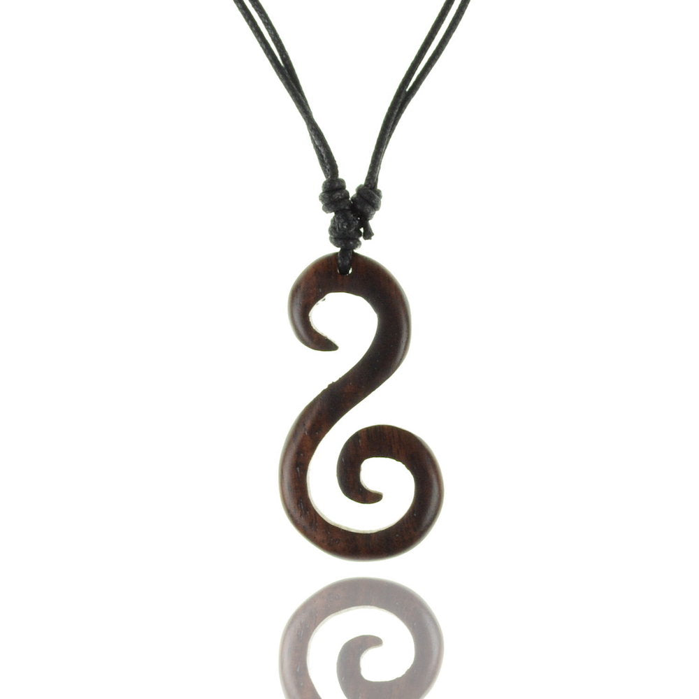 Doppelte Spirale Holz Kette Natur-Schmuck