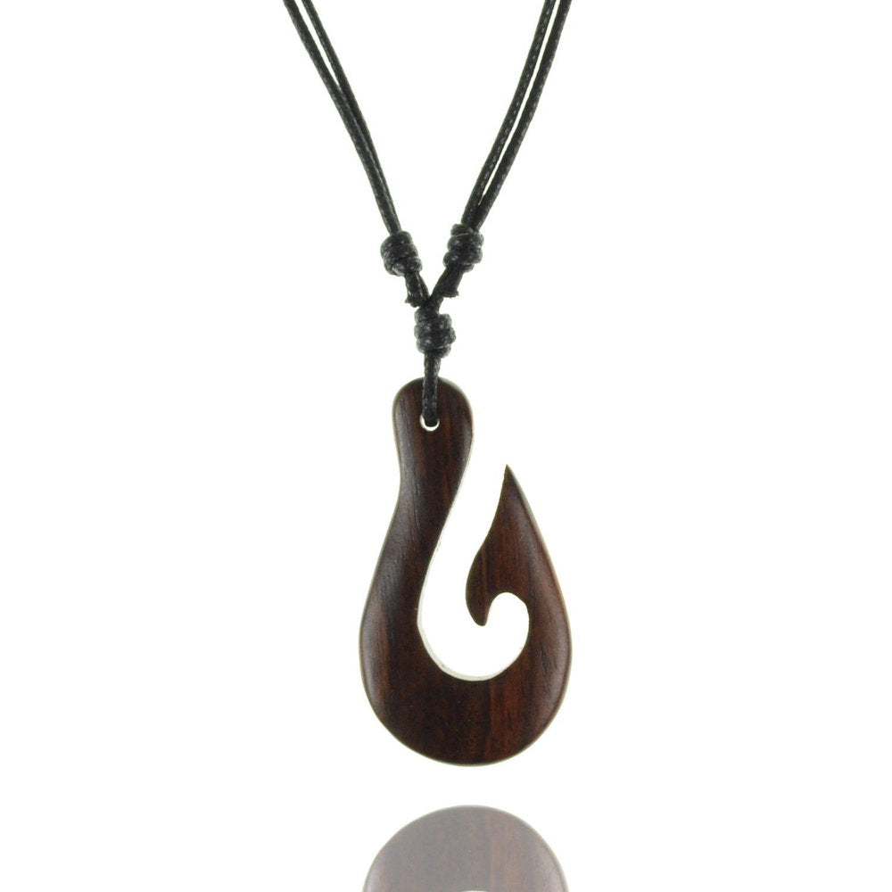 Tribal Hook Holz Kette Natur-Schmuck