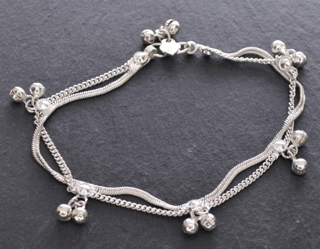 Fußkettchen kleine glocken - silberfarbene Fußkette, Modeschmuck