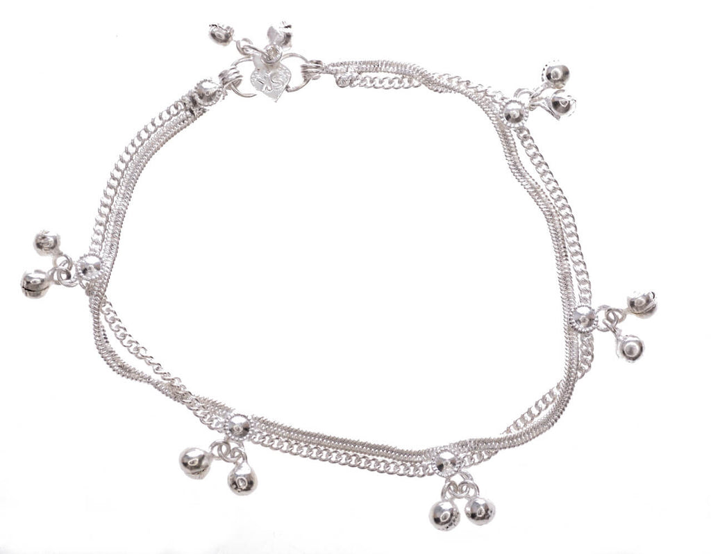 Fußkettchen kleine glocken - silberfarbene Fußkette, Modeschmuck