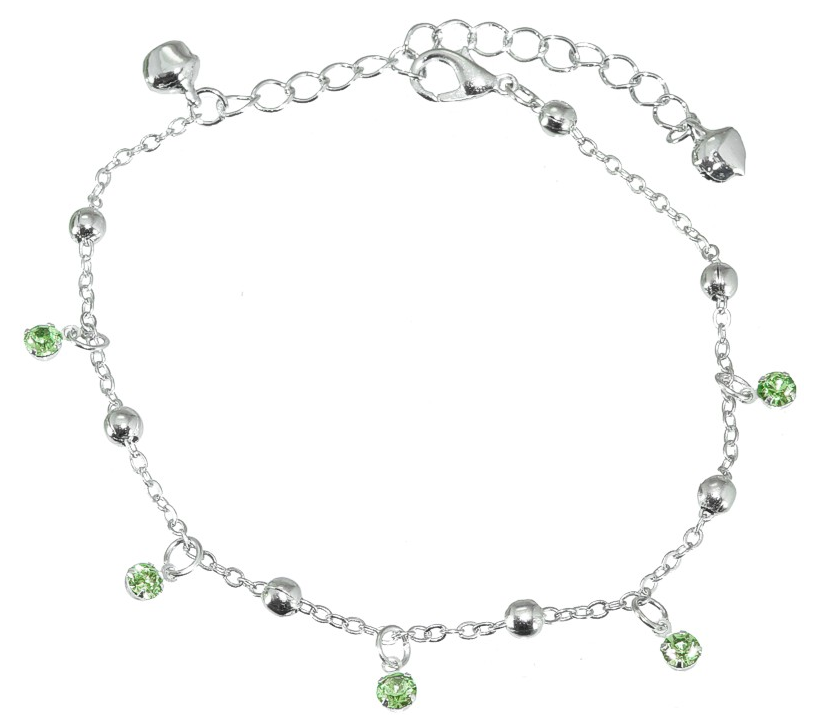 Fußkette Glöckchen grüne Glitzersteine