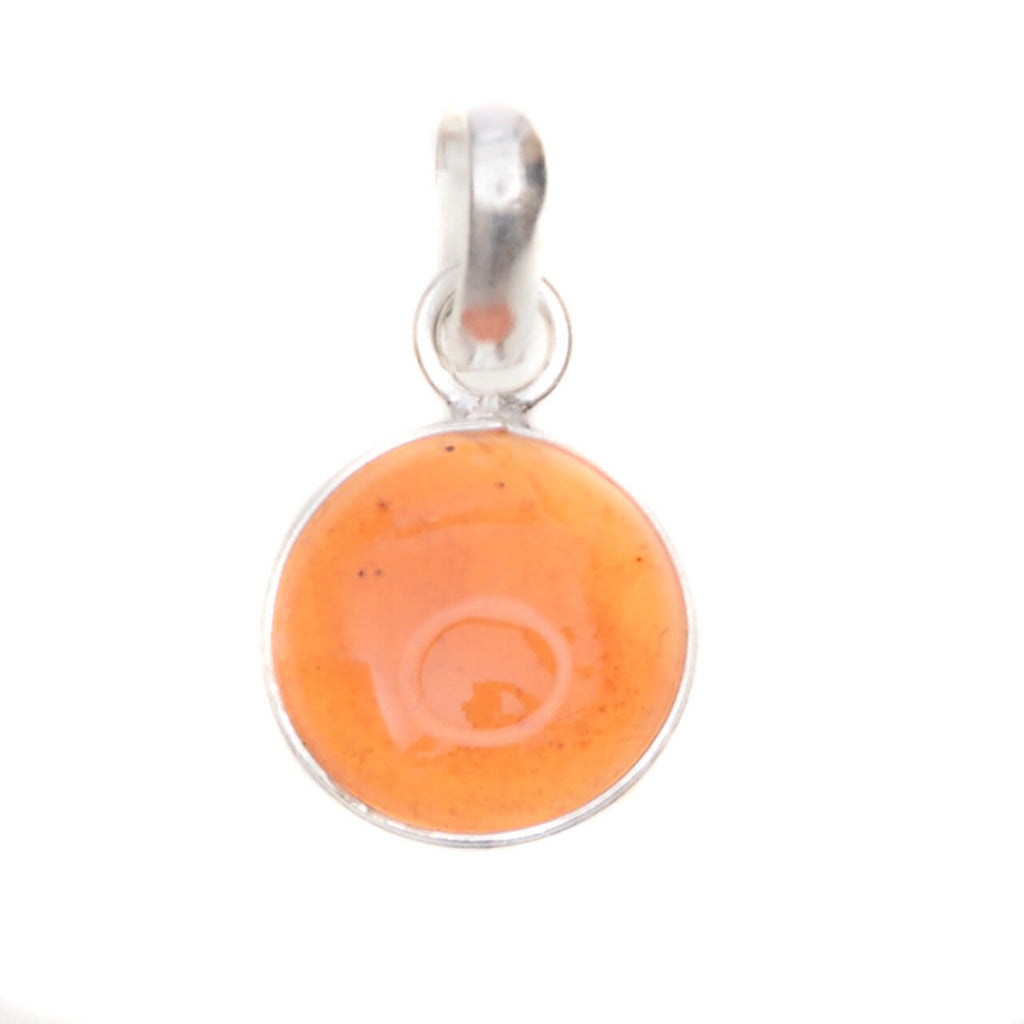 Karneol Anhänger Rund – 925 Silber Eleganter Cabochon Kettenanhänger