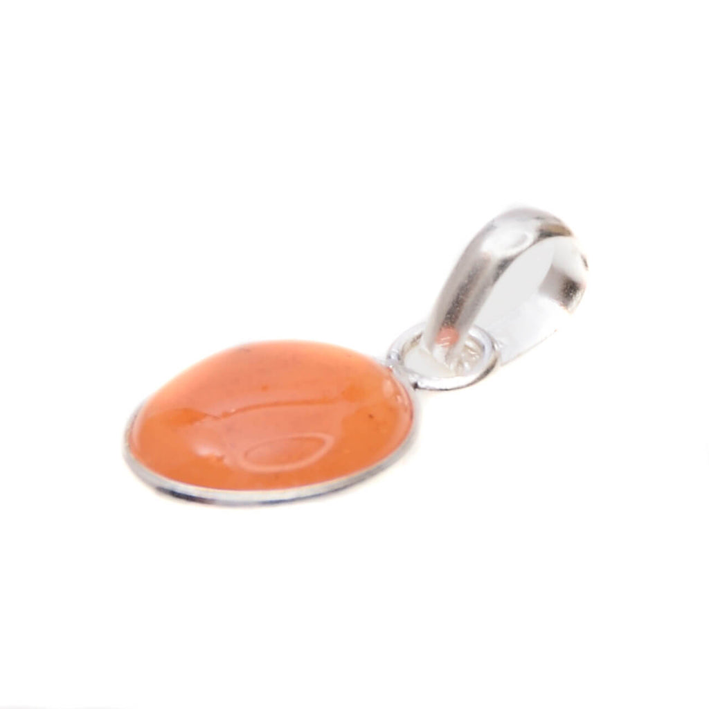 Karneol Anhänger Rund – 925 Silber Eleganter Cabochon Kettenanhänger