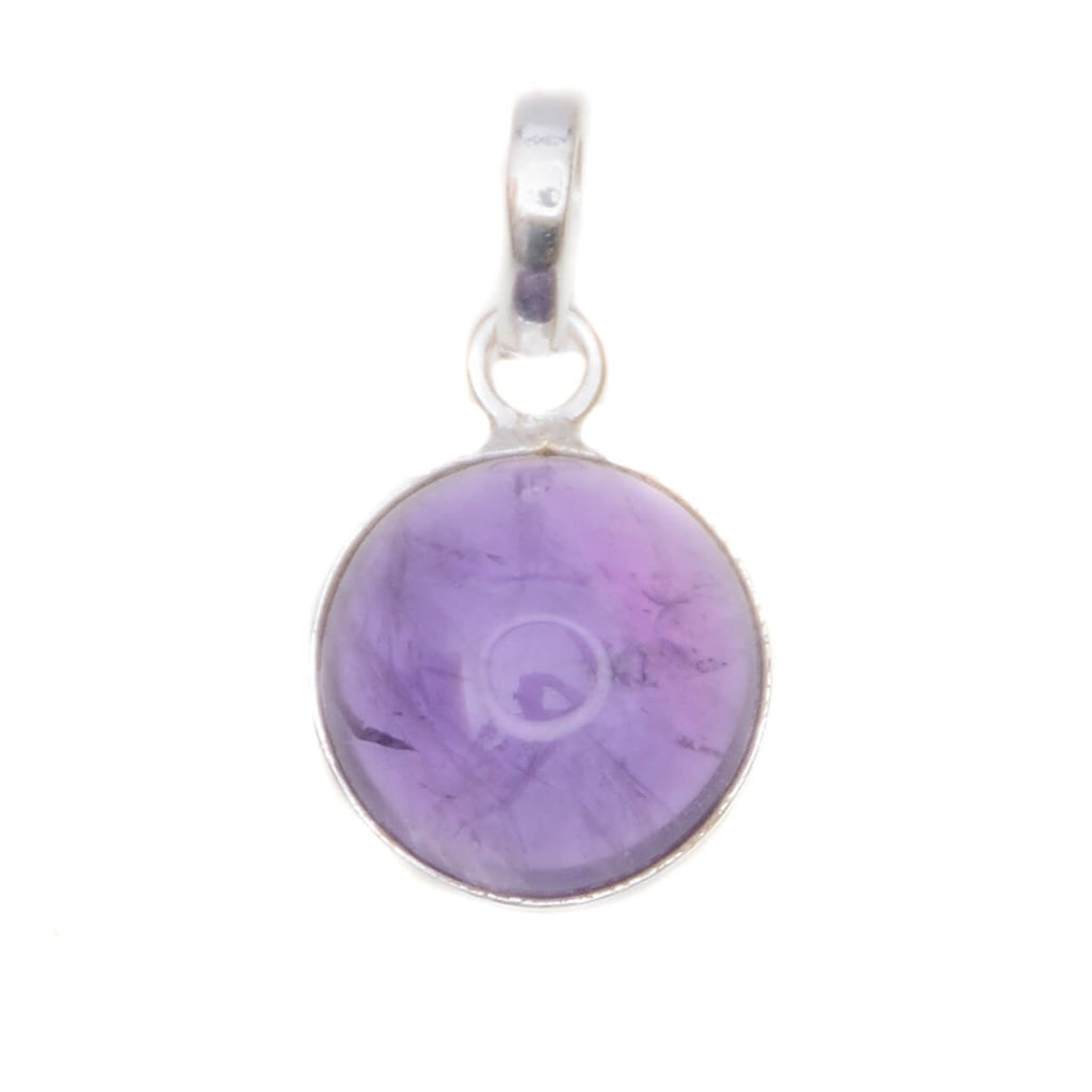 Amethyst Anhänger Rund – 925 Silber Eleganter Cabochon Kettenanhänger