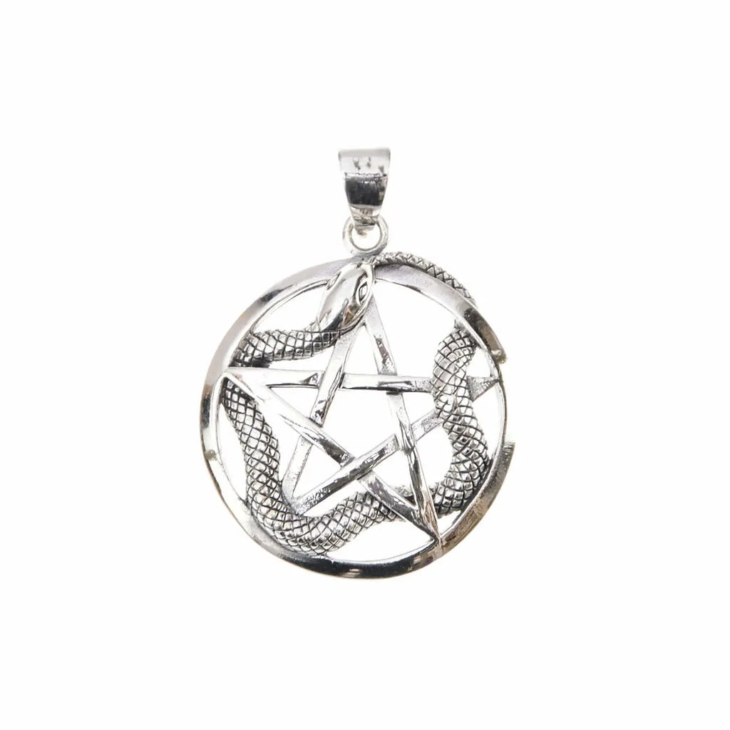 Schlange auf Pentagram Anhänger 925 Silber – Mystischer Talisman