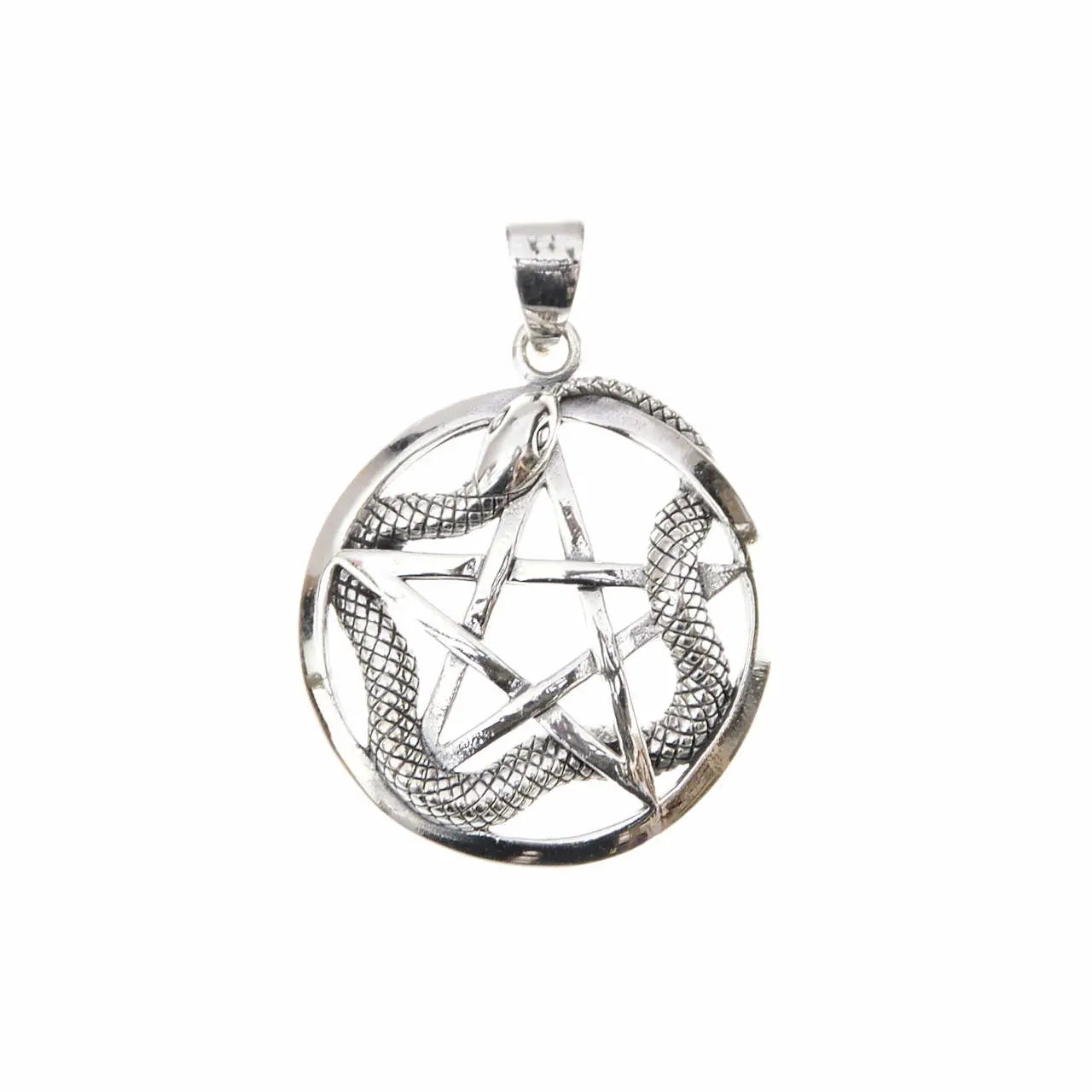Schlange auf Pentagram Anhänger 925 Silber – Mystischer Talisman