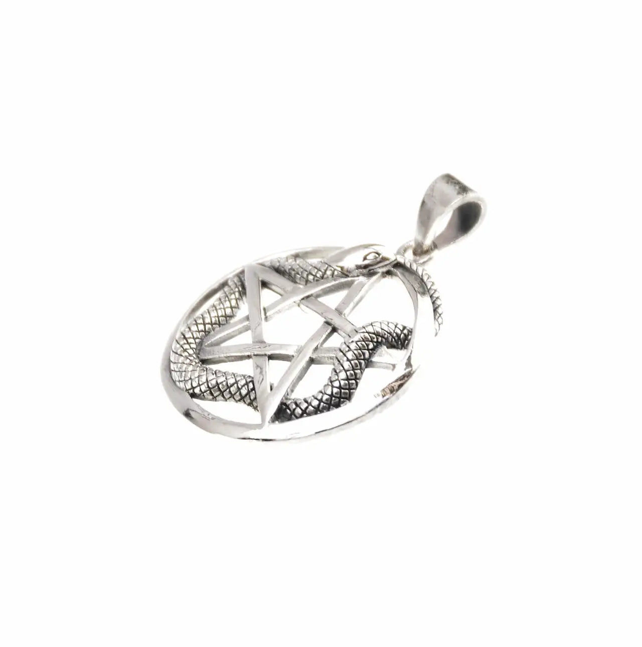 Schlange auf Pentagram Anhänger 925 Silber – Mystischer Talisman