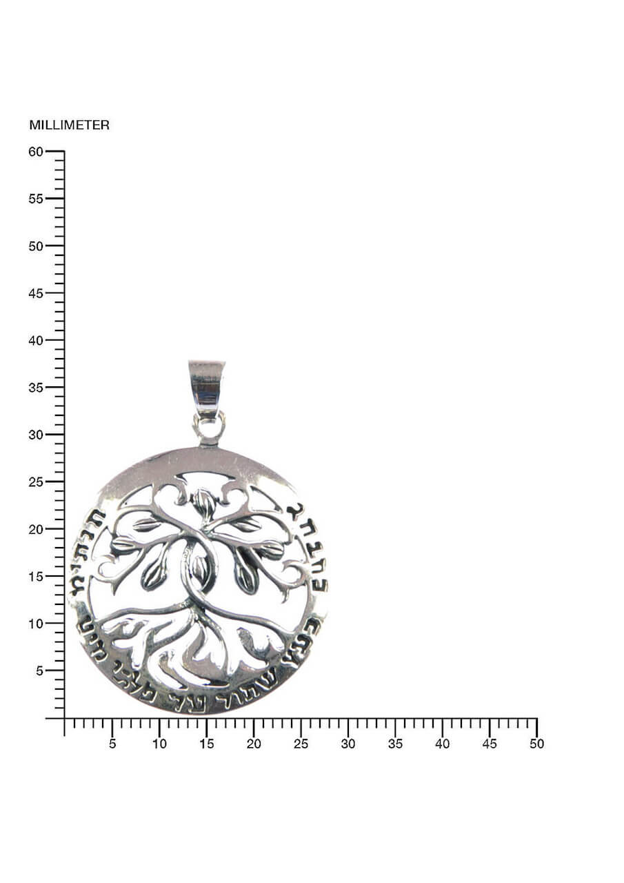 Baum Silberanhänger hebräische Schriftzeichen Silber Schmuck