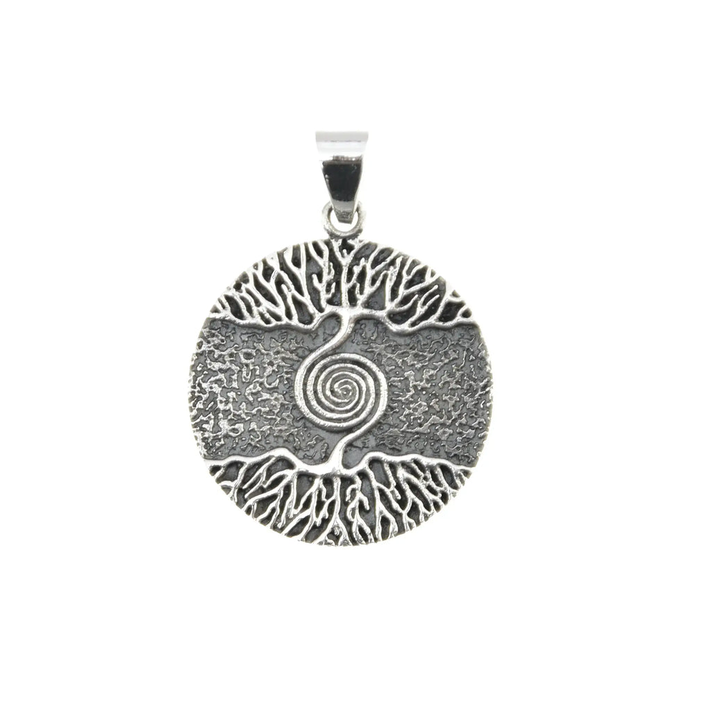 Massiver Lebensbaum Anhänger mit Spirale – 925 Silber starke Symbolik