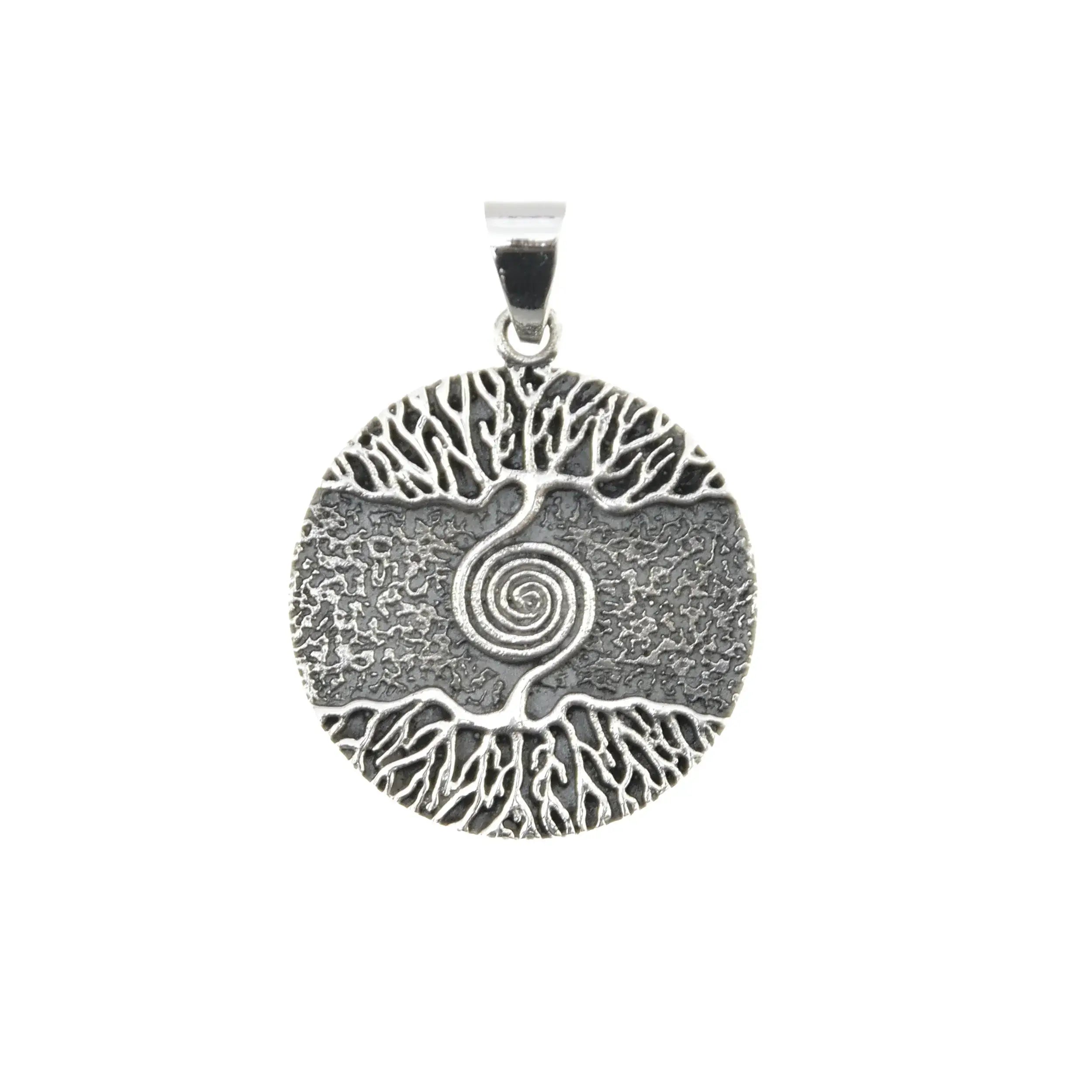 Massiver Lebensbaum Anhänger mit Spirale – 925 Silber starke Symbolik
