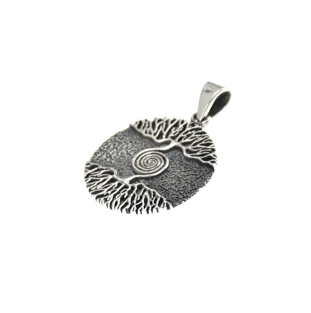 Massiver Lebensbaum Anhänger mit Spirale – 925 Silber starke Symbolik
