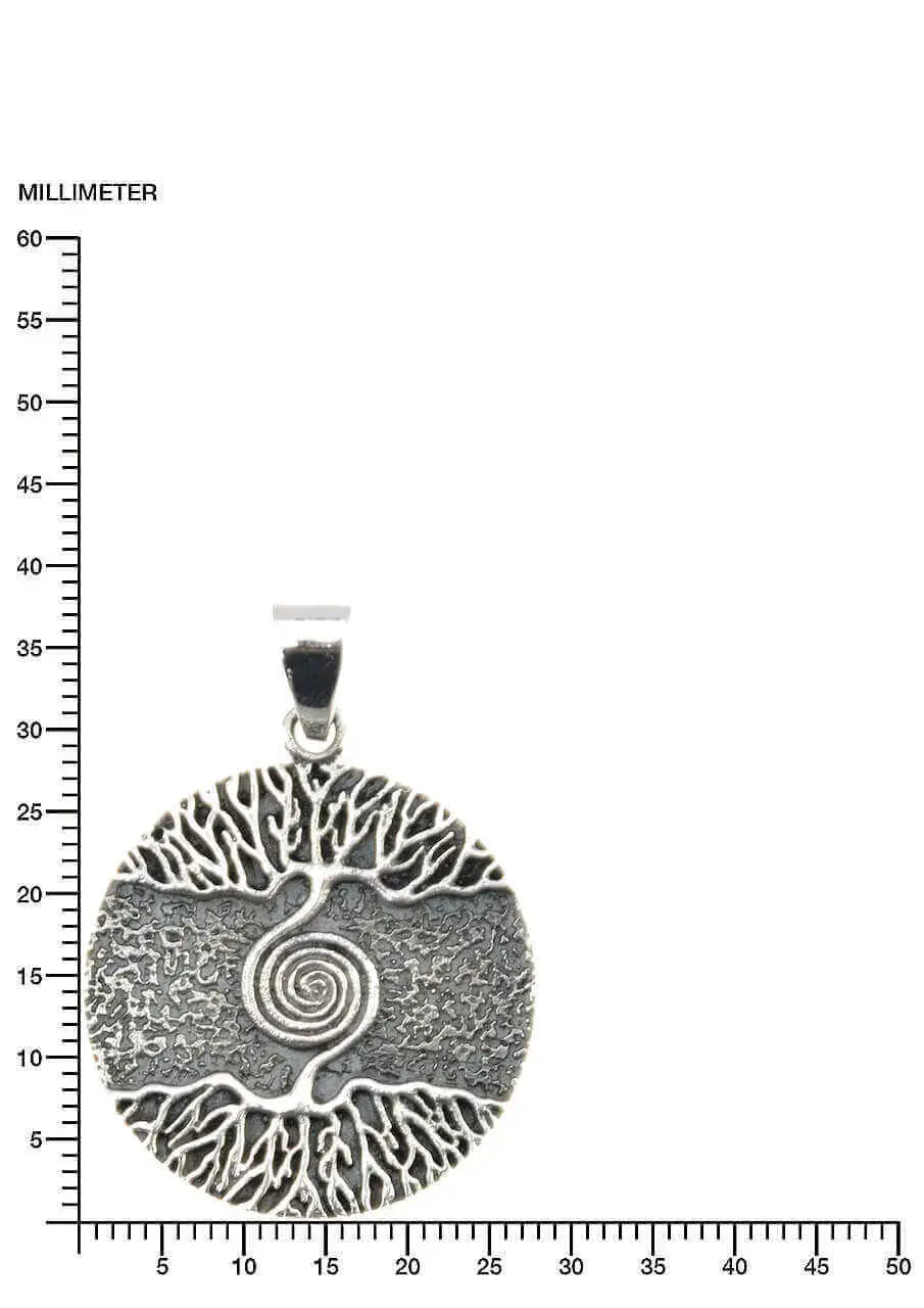 Massiver Lebensbaum Anhänger mit Spirale – 925 Silber starke Symbolik