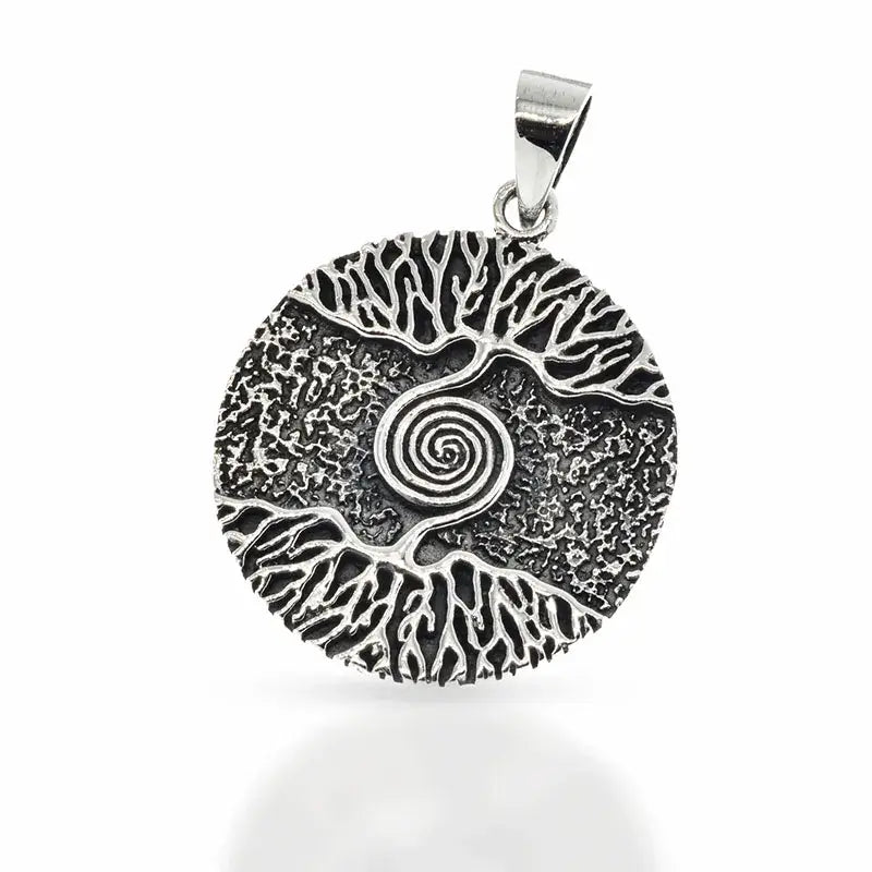 Massiver Lebensbaum Anhänger mit Spirale – 925 Silber starke Symbolik