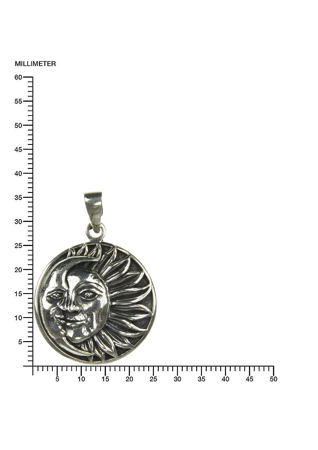 Sonne Mond Silberanhänger Kette 925 Silber