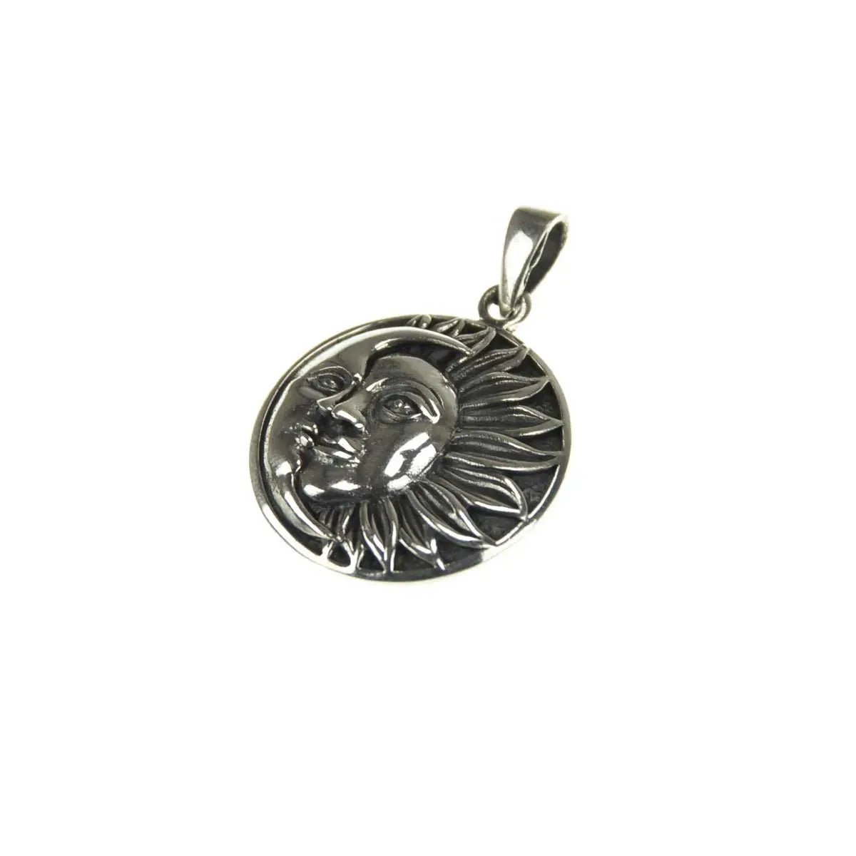 Sonne Mond Silberanhänger Kette 925 Silber