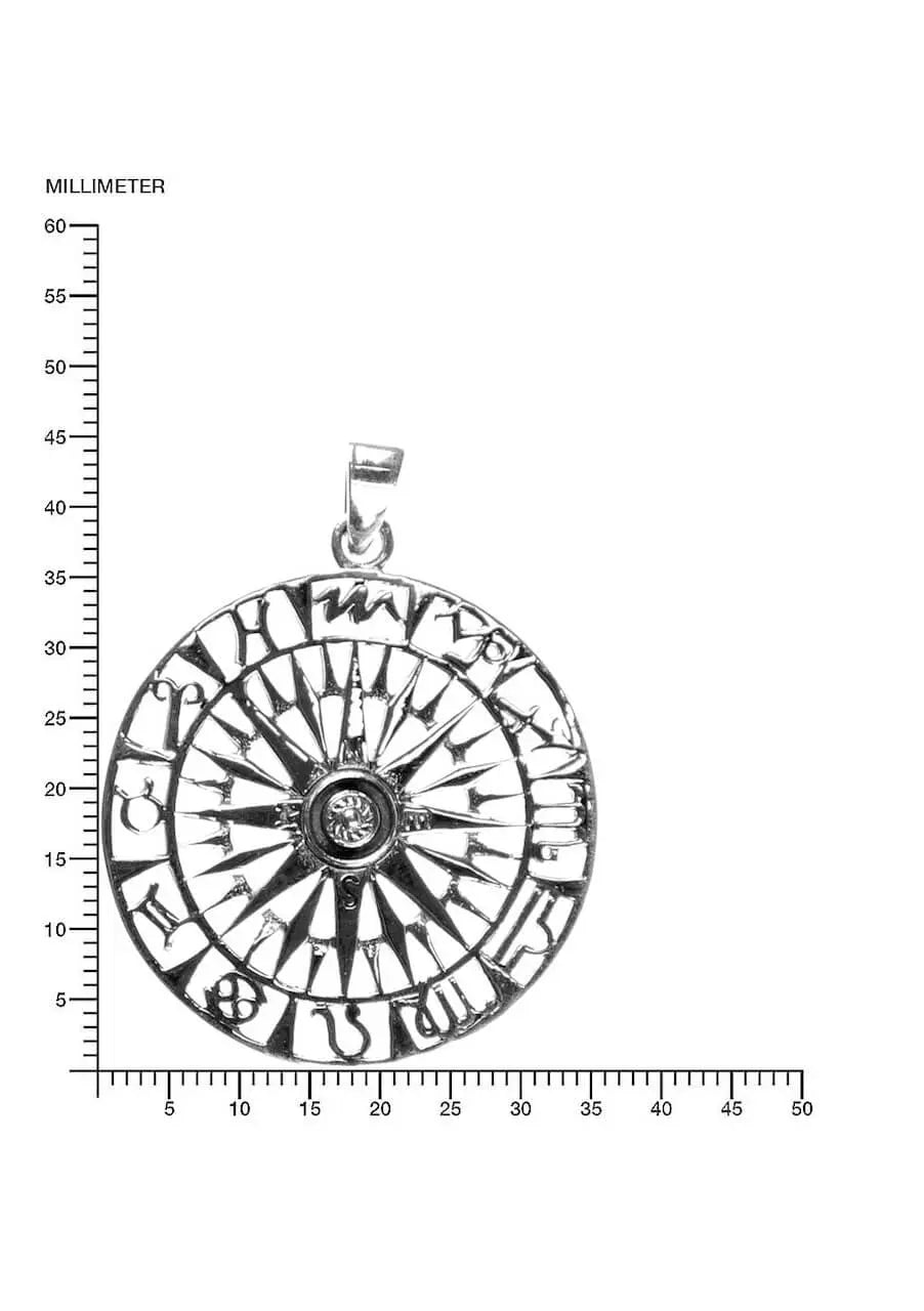 Kompass mit Tierkreis Sternzeichen Anhänger Silber Schmuck