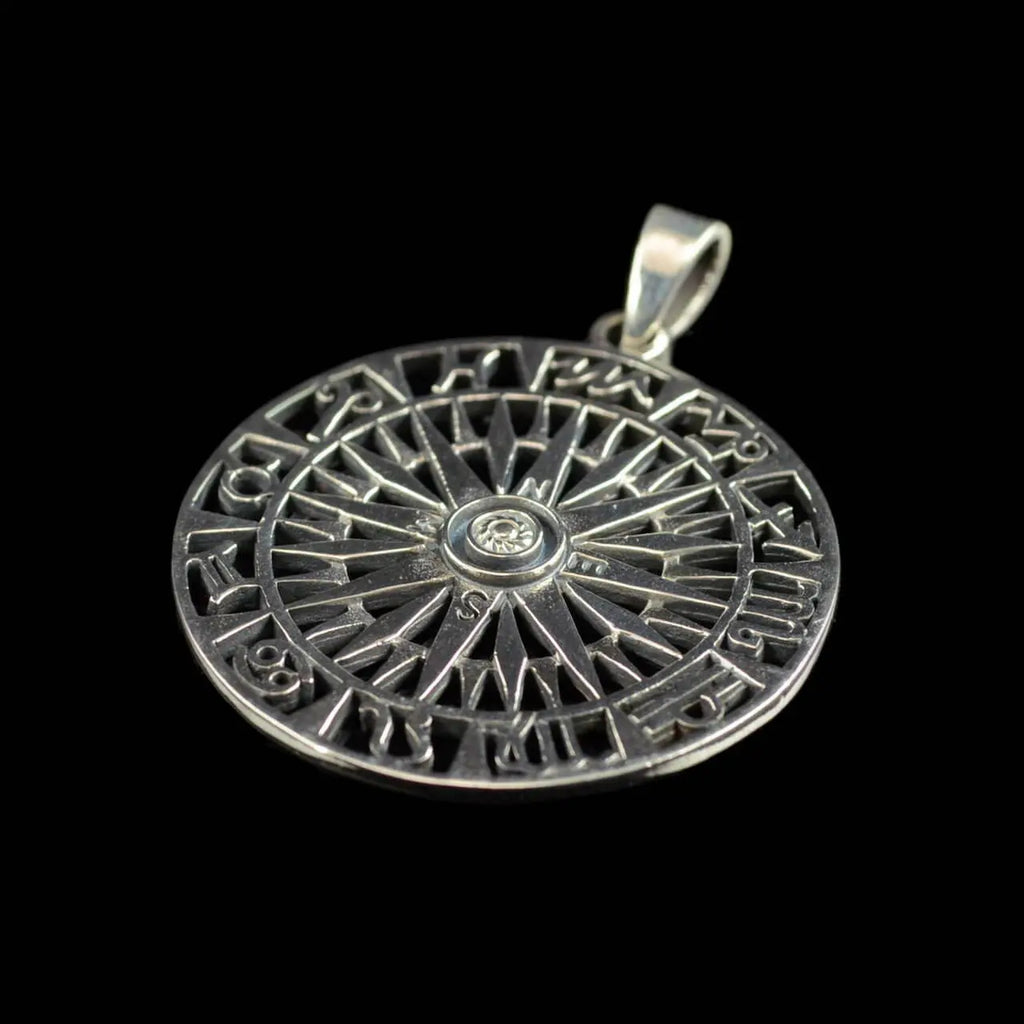 Kompass mit Tierkreis Sternzeichen Anhänger Silber Schmuck