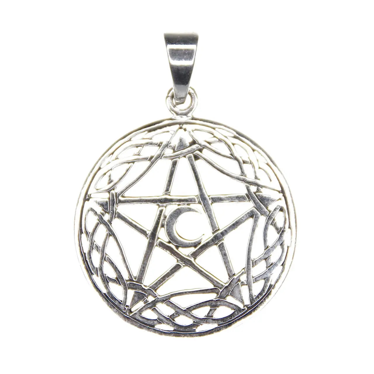 Pentagramm Mond Knotenborte 925 Silberanhänger