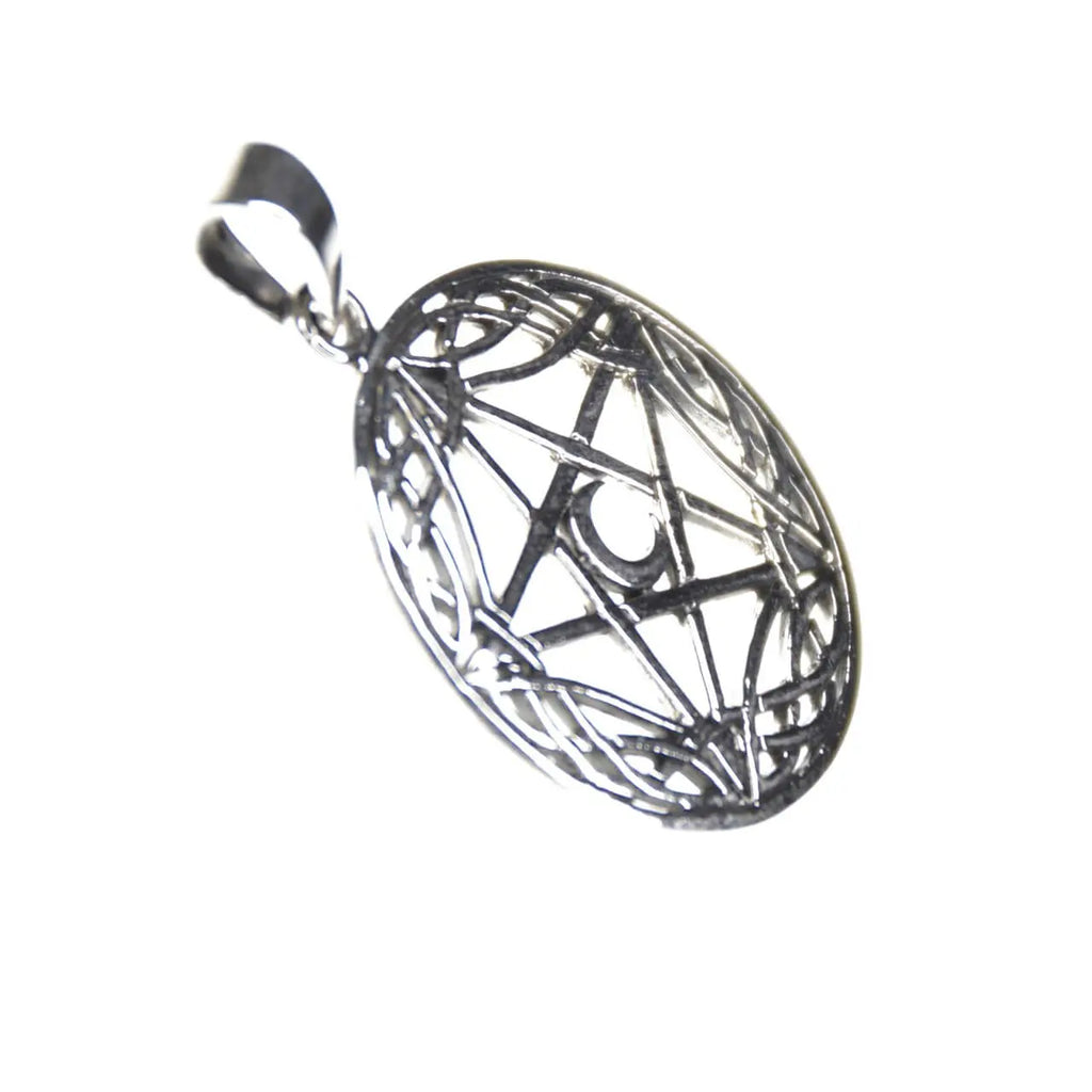 Pentagramm Mond Knotenborte 925 Silberanhänger