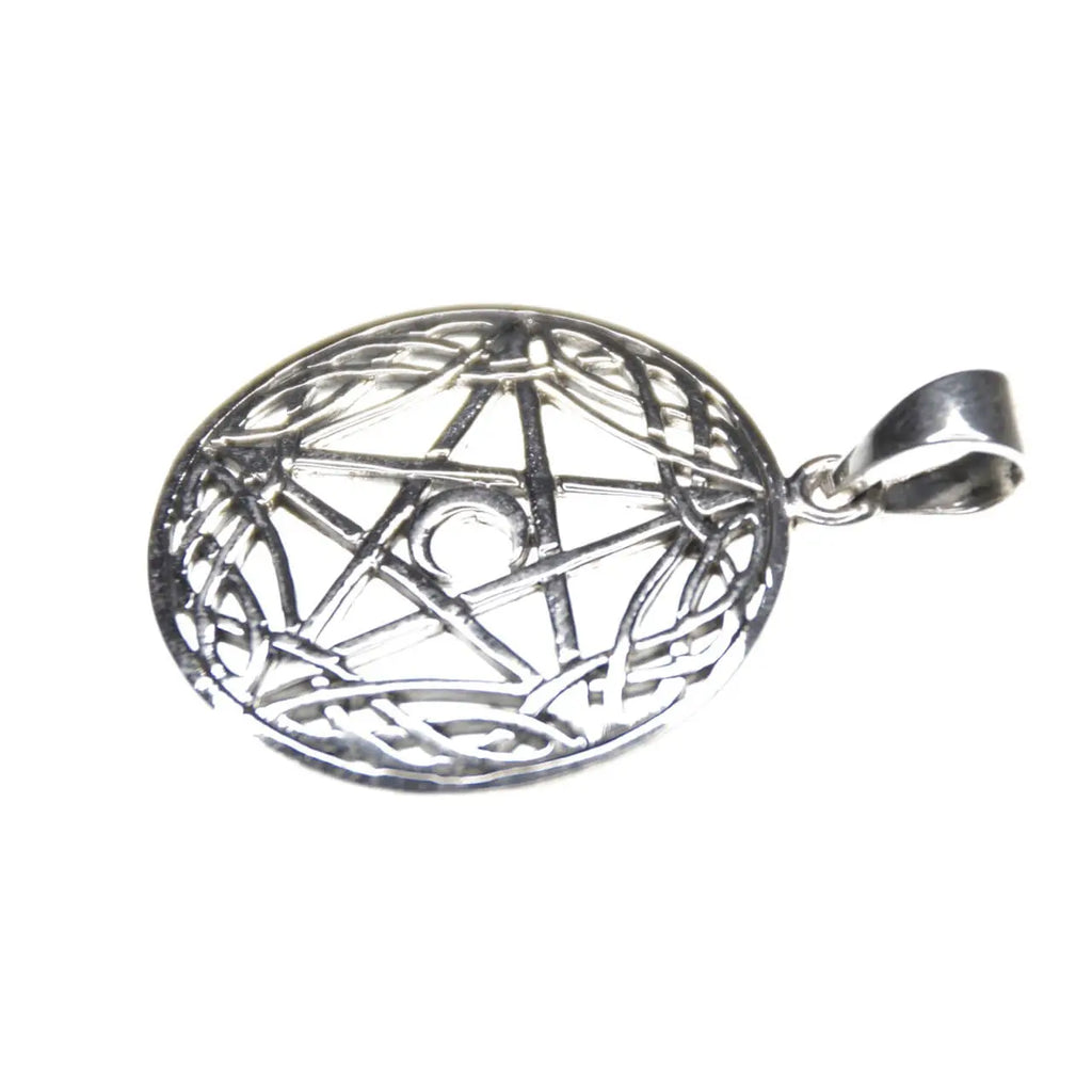 Pentagramm Mond Knotenborte 925 Silberanhänger