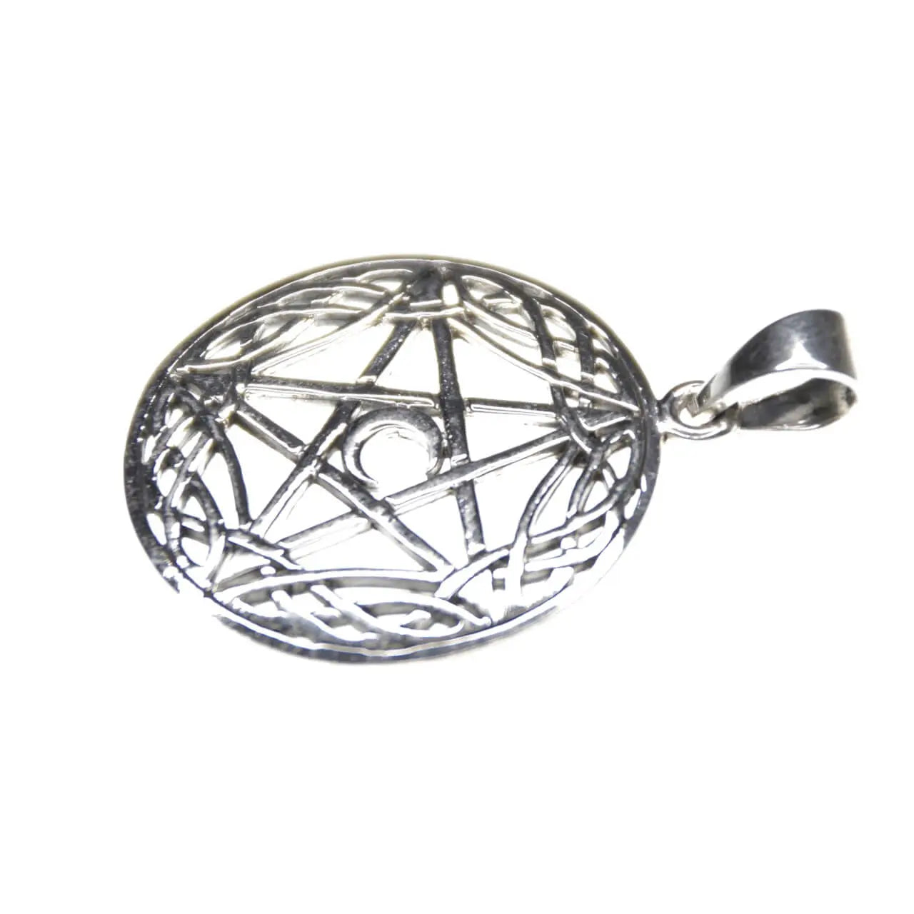 Pentagramm Mond Knotenborte 925 Silberanhänger