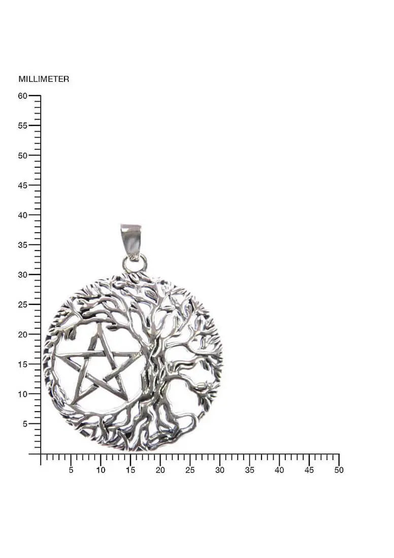 Lebensbaum mit Pentagramm Silber Anhänger