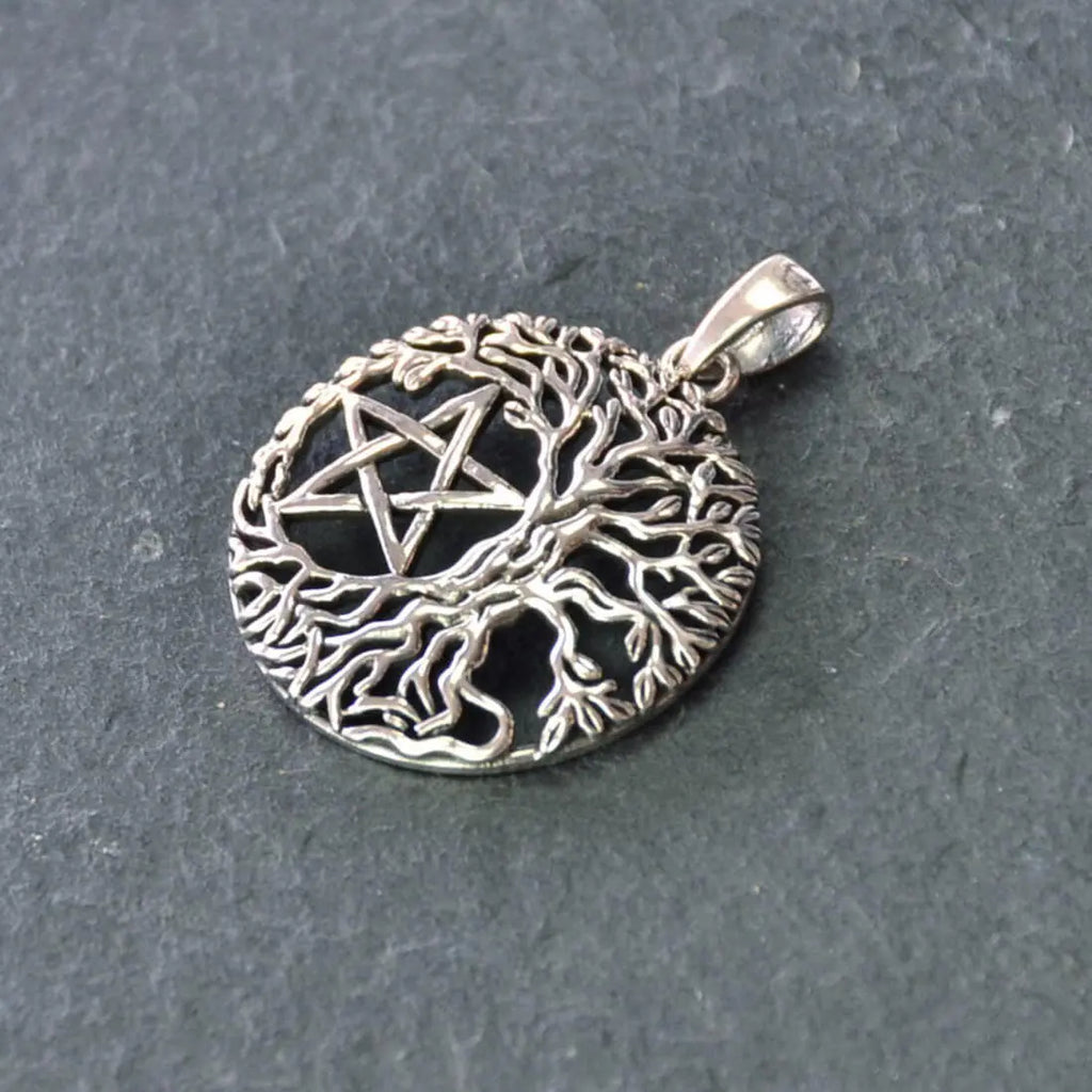 Lebensbaum mit Pentagramm Silber Anhänger