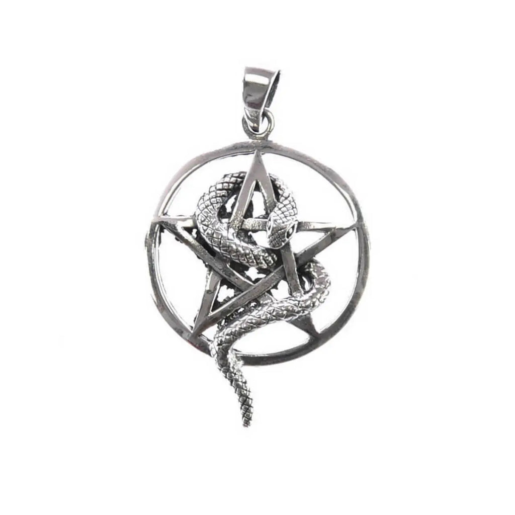 Schlange im Pentagram Anhänger – 925 Silber Talisman mit Schutzsymbol