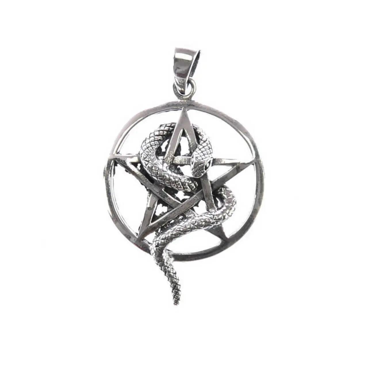 Schlange im Pentagram Anhänger – 925 Silber Talisman mit Schutzsymbol