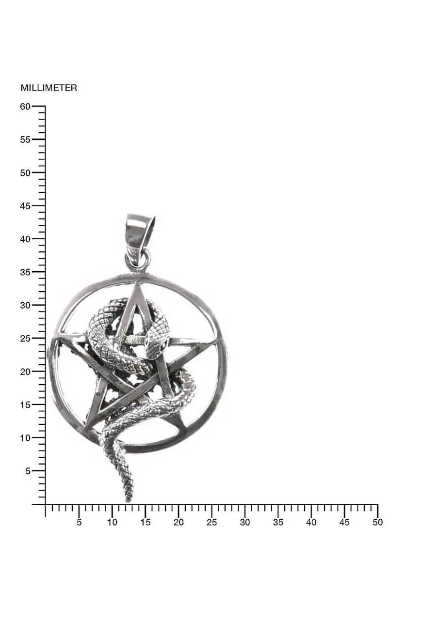 Schlange im Pentagram Anhänger – 925 Silber Talisman mit Schutzsymbol