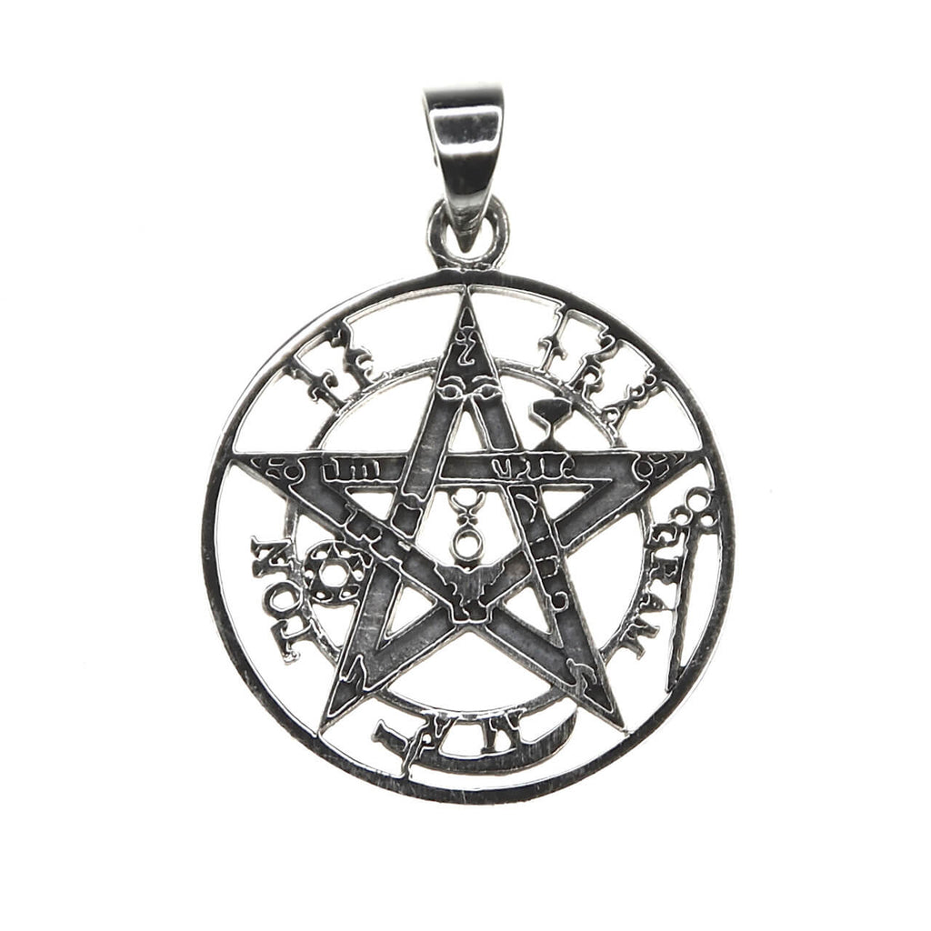 Massive Teufelsfalle Pentagram Anhänger 925 Silber- Schmuck