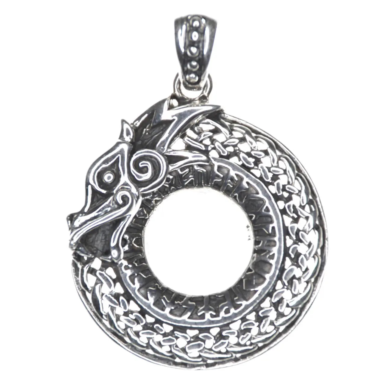 Ouroboros Silberanhänger Drache Futhark 925 Silber
