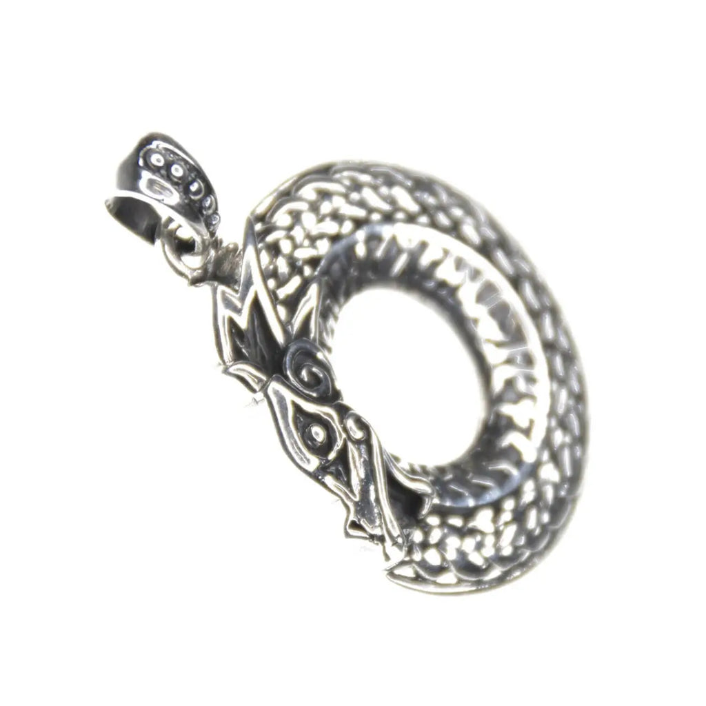 Ouroboros Silberanhänger Drache Futhark 925 Silber