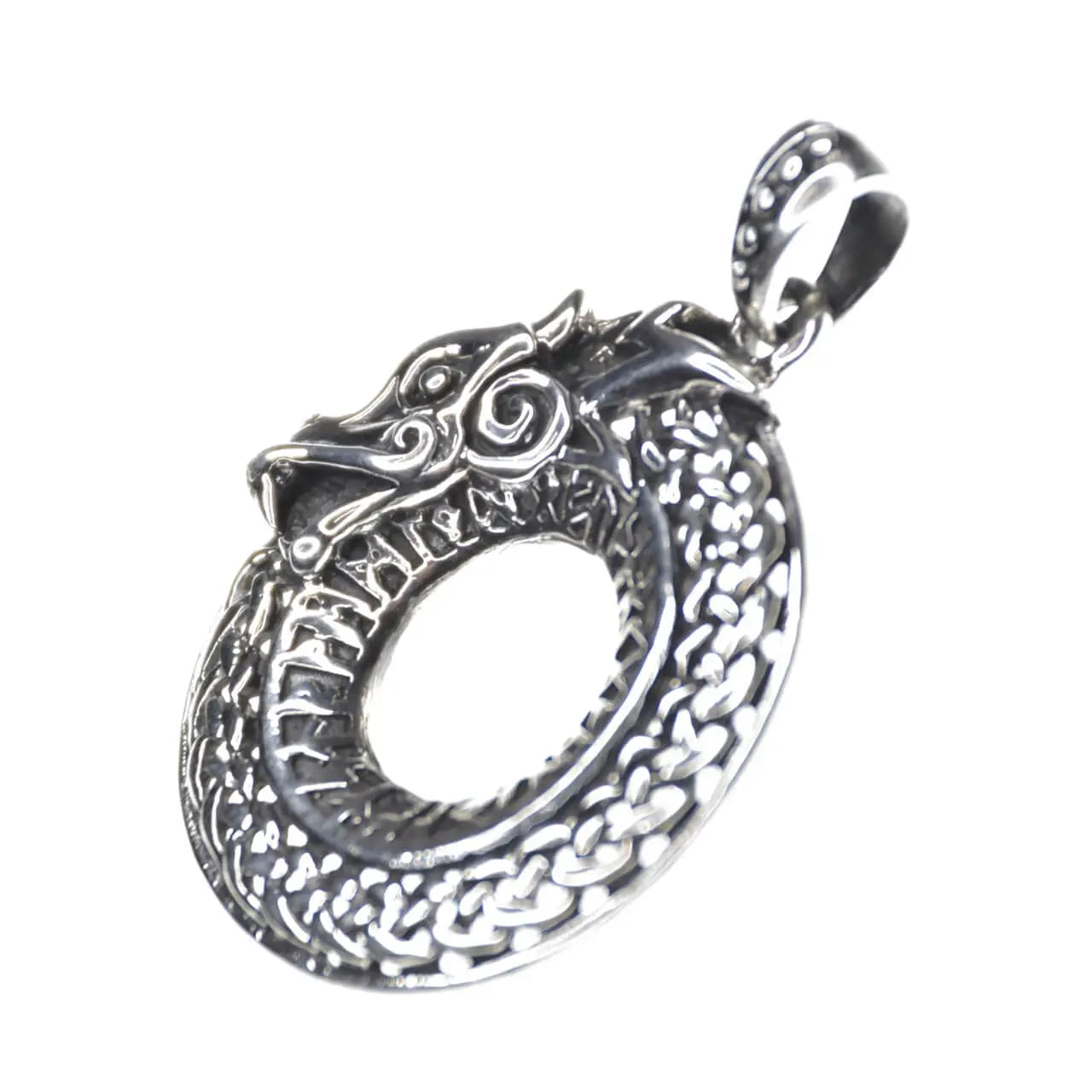 Ouroboros Silberanhänger Drache Futhark 925 Silber