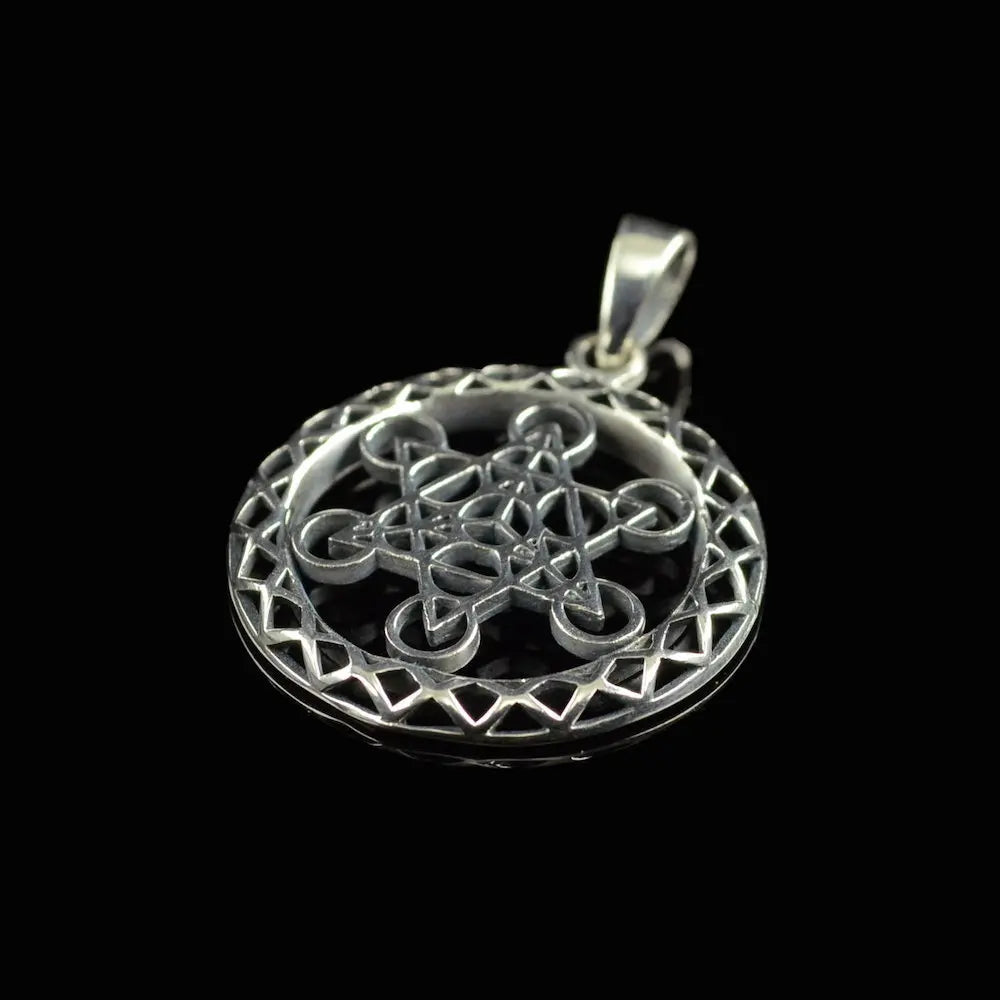 Metatrons Würfel 925 Silber Kettenanhänger Geometrischer Schmuck