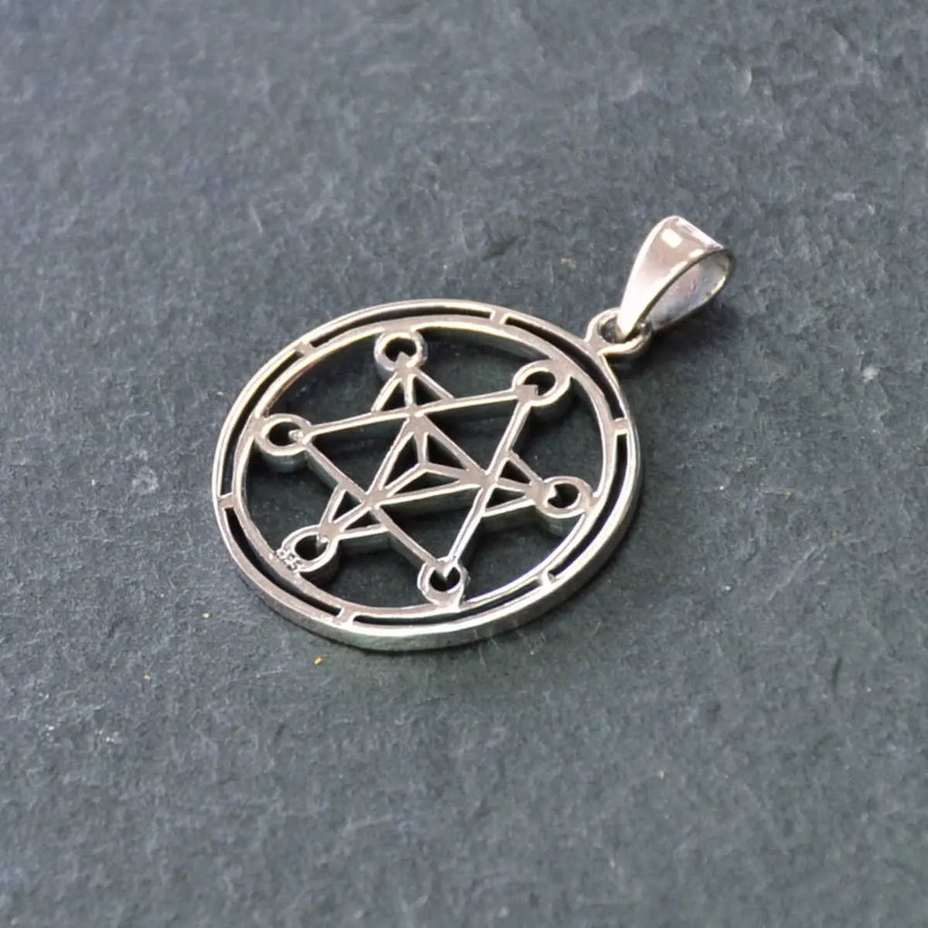Metatrons Würfel 925 Silber Kettenanhänger Geometrischer Schmuck