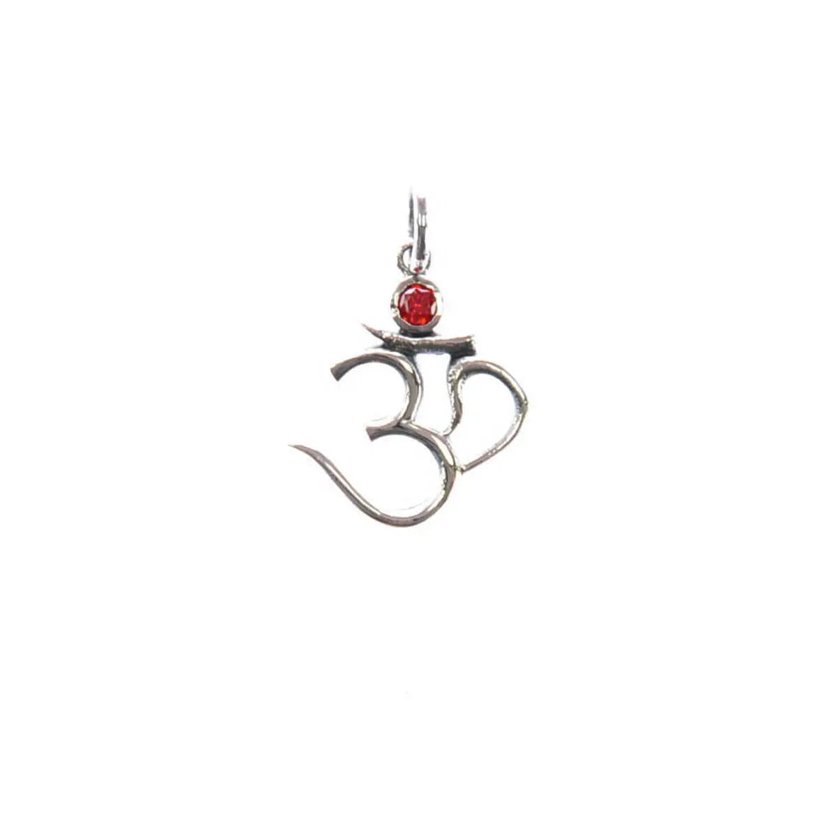 Om Silberanhänger mit Granat Edelstein Silber Ohm Aum