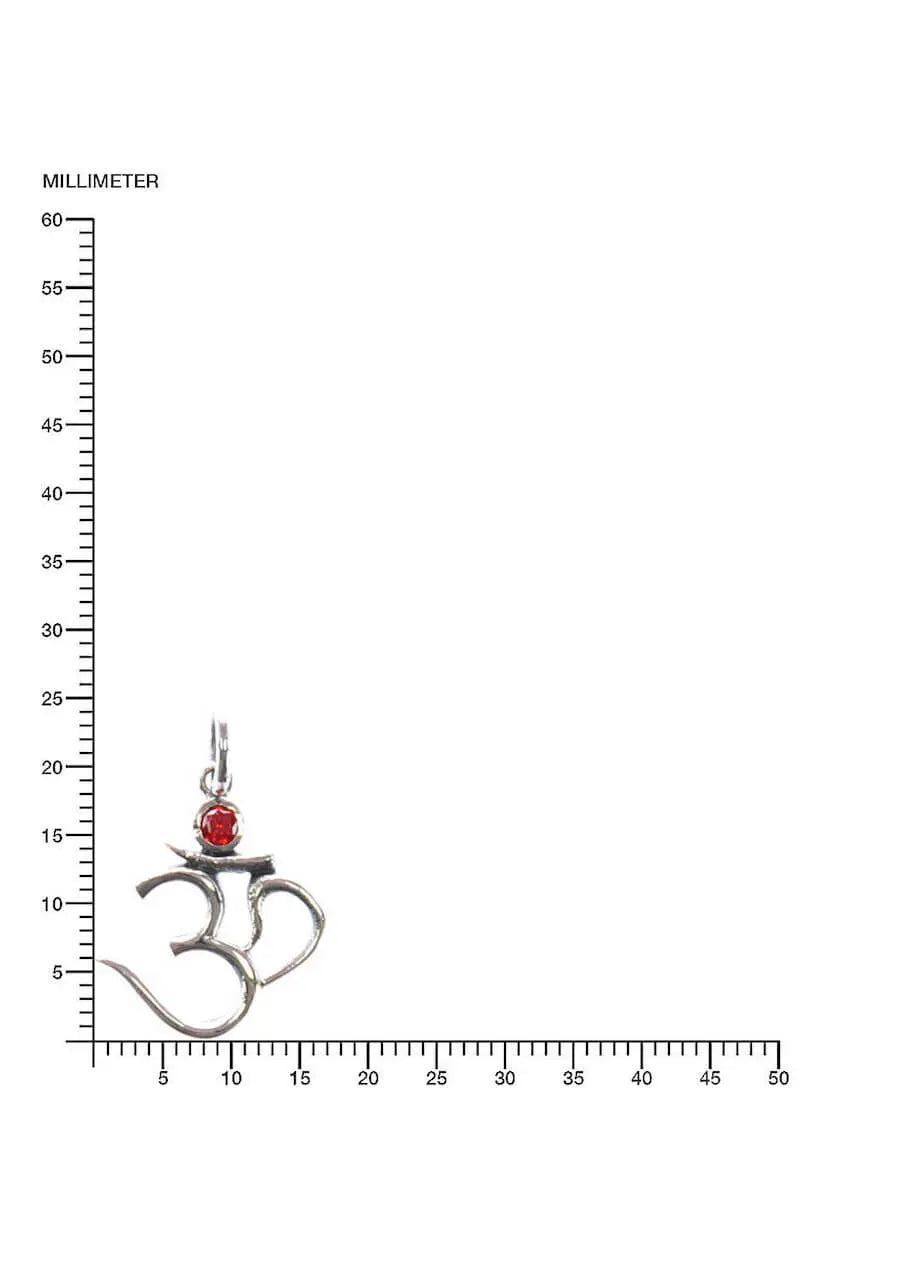 Om Silberanhänger mit Granat Edelstein Silber Ohm Aum