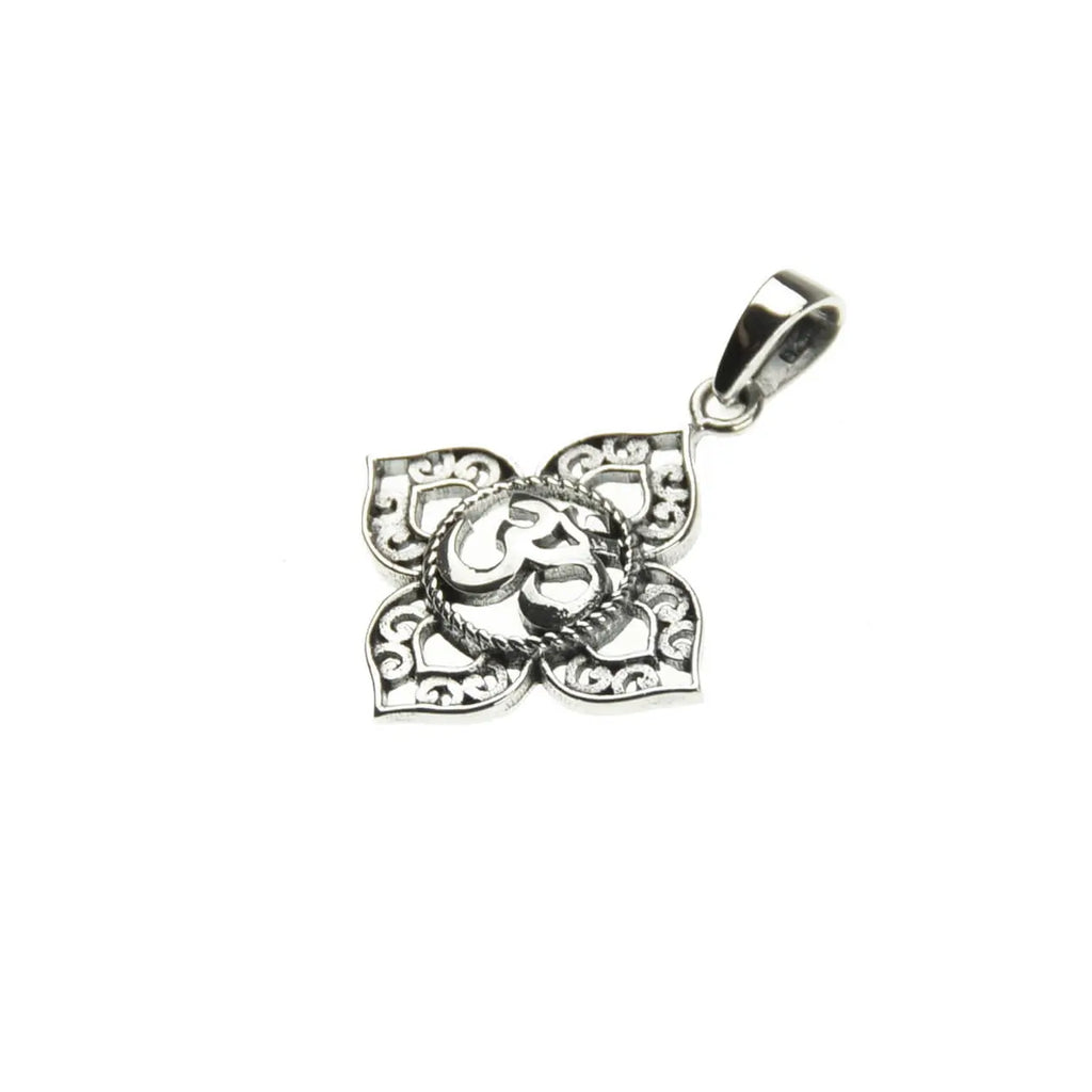 Om Silberanhänger mit Granat Edelstein Silber Ohm Aum