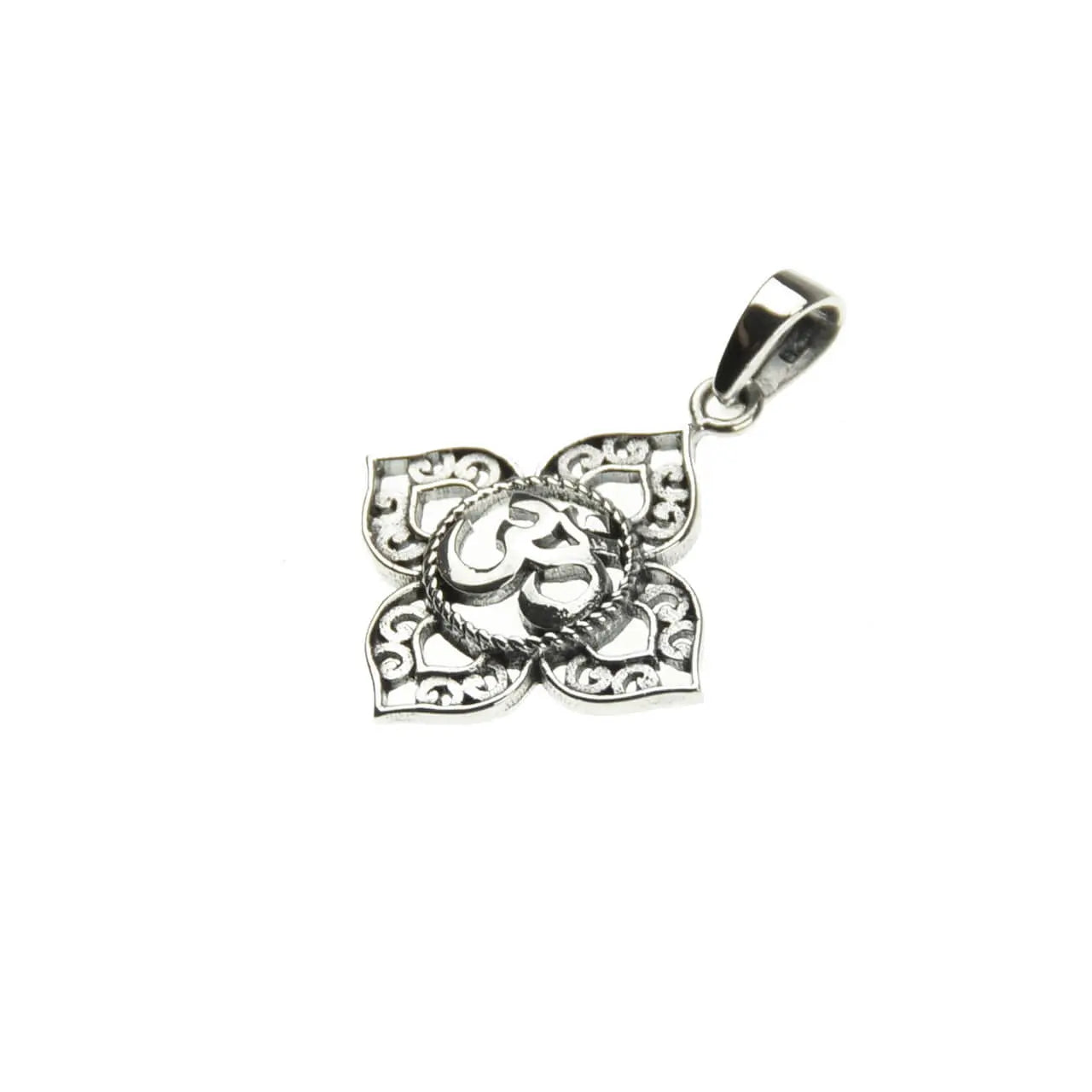 Om Silberanhänger mit Granat Edelstein Silber Ohm Aum