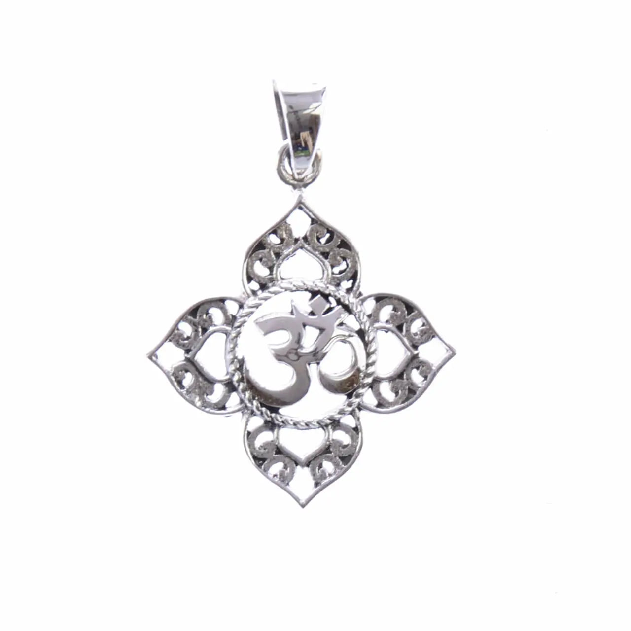 Om Silberanhänger mit Granat Edelstein Silber Ohm Aum