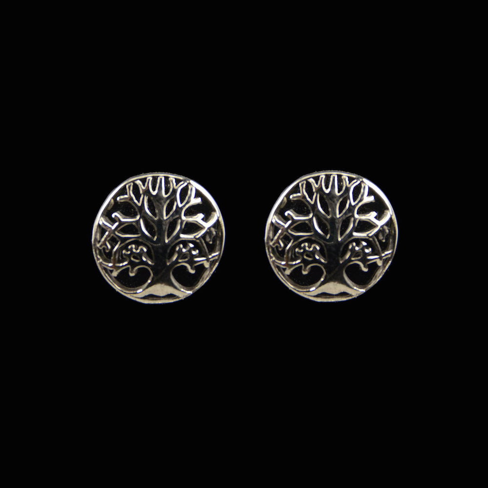 Silber Ohrstecker Baum Paar rund