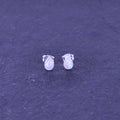Mondstein Ohrstecker Tropfen – 925 Silber Regenbogen-Mondstein Cabochon