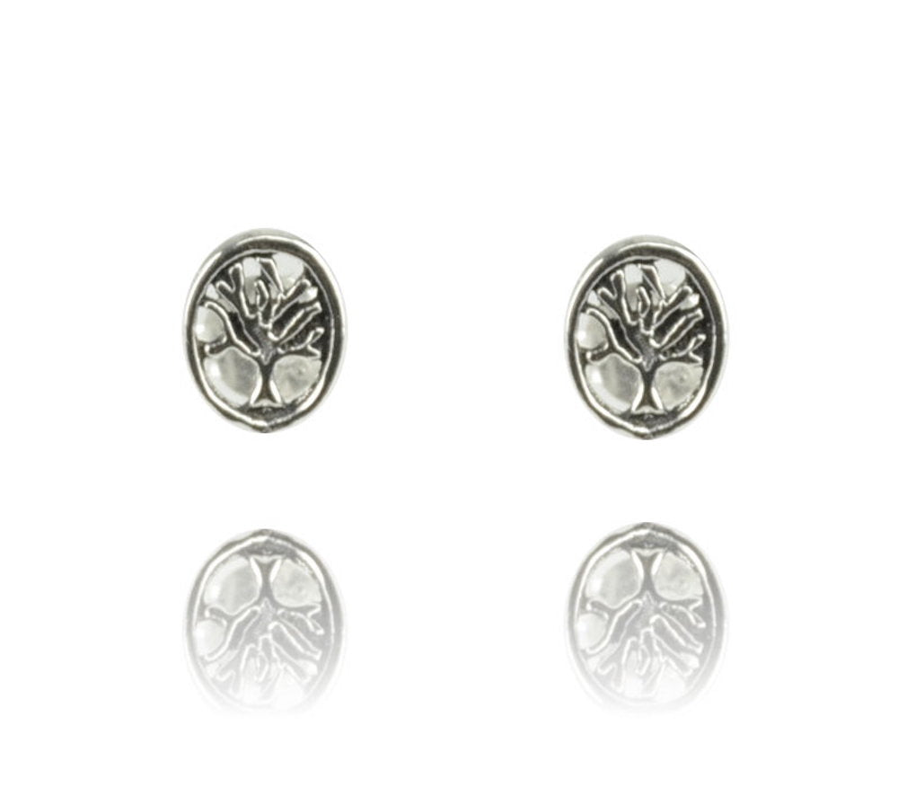Baum Ohrstecker Oval Silber SCHMUCK