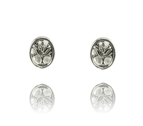 Baum Ohrstecker Oval Silber SCHMUCK