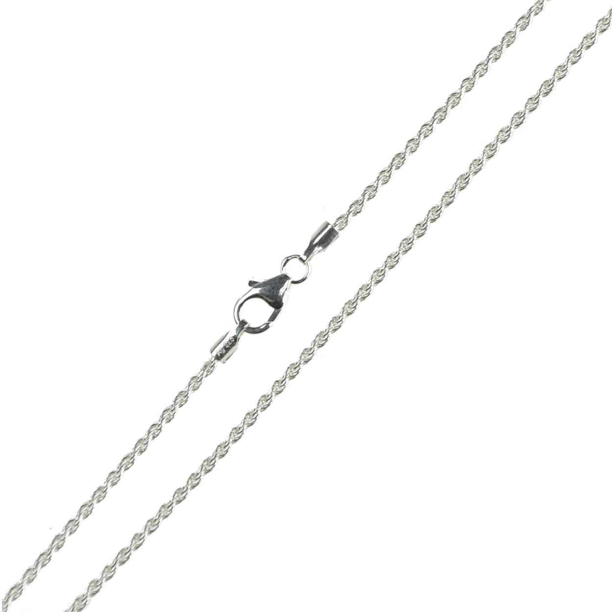 Silberkette Kordel 1,45 mm – 925 Silber Gedrehte Kordelkette mit Karabiner